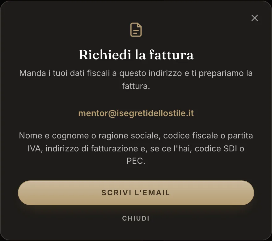 Richiedi la fattura: l'indirizzo a cui scrivere e i dati che servono