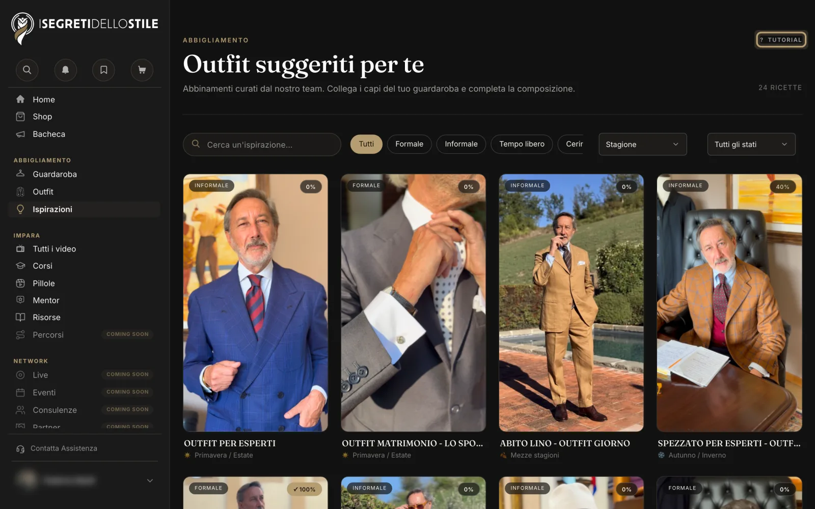 Il pulsante ? Tutorial in alto a destra, qui nelle Ispirazioni